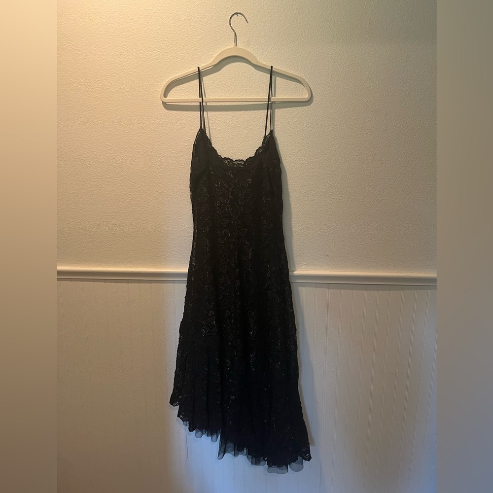 Vintage Betsey Johnson Black Spaghetti Strap Midi Cocktail Dress